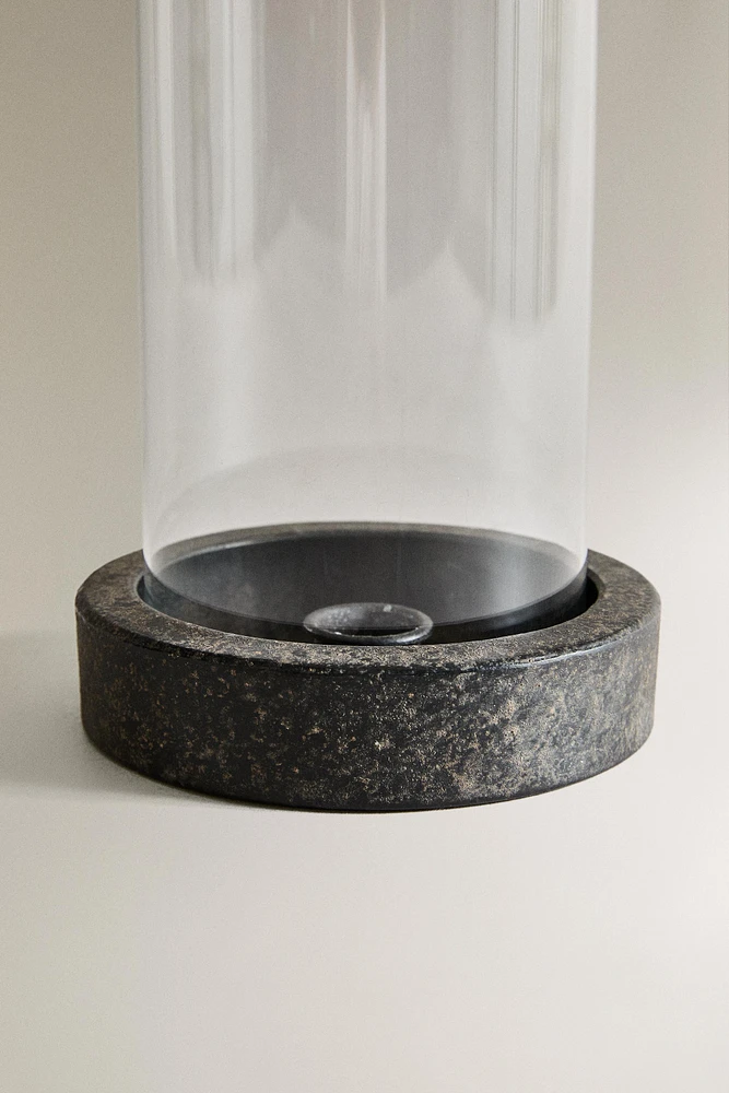 GLASS AND METAL LANTERN