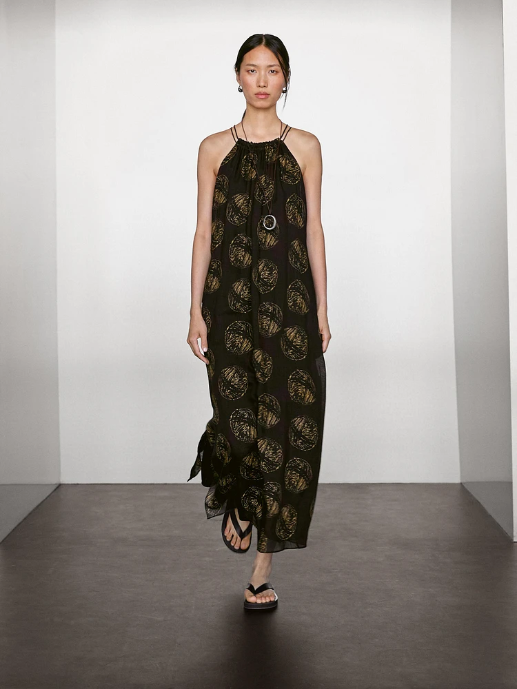 Robe longue imprimée ramie