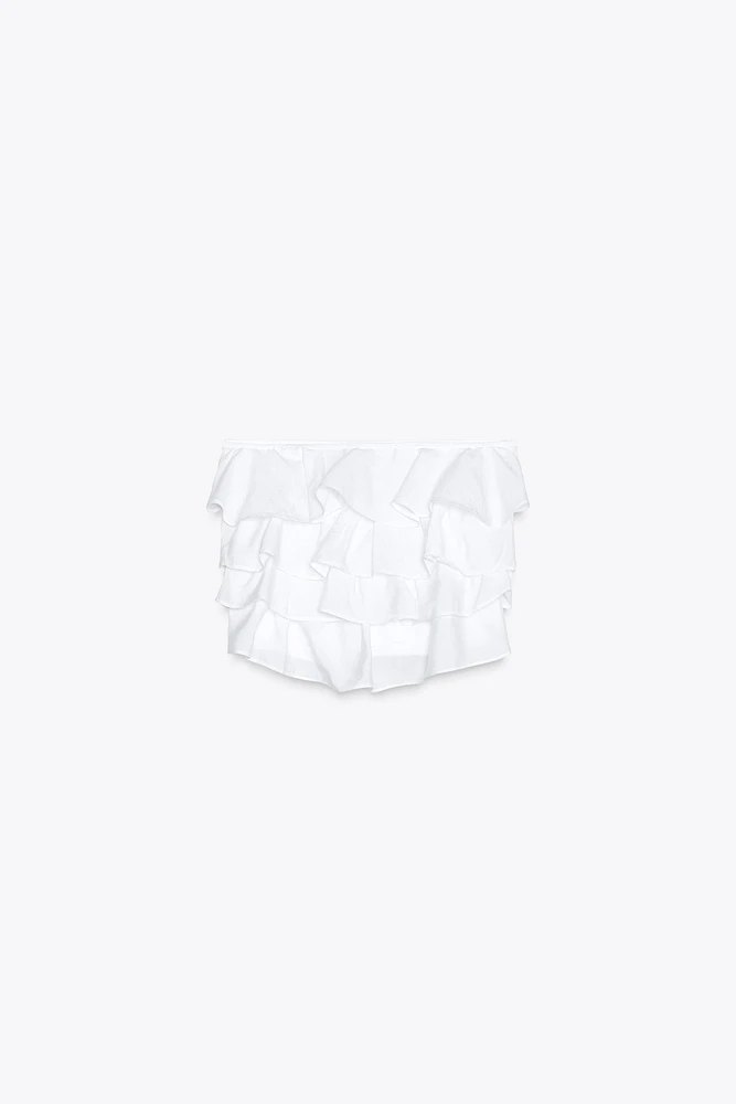 RUFFLED BANDEAU TOP