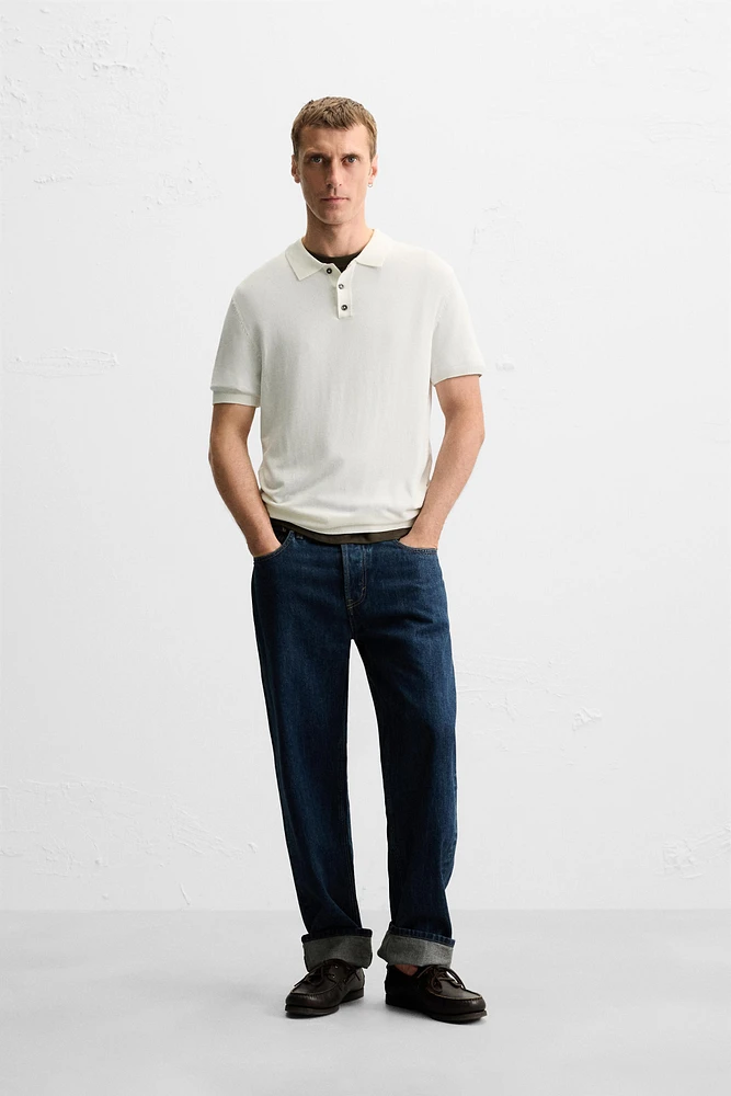 VISCOSE BLEND KNIT POLO SHIRT