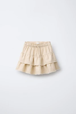 JUPE-SHORT À VOLANTS EN LIN