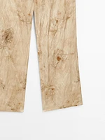 Flowing straight-leg metallic trousers