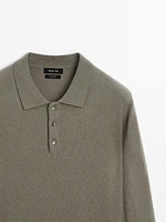 100% cashmere knit polo collar sweater