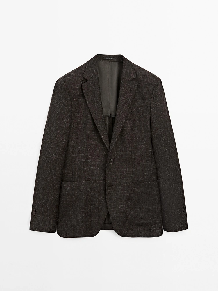 Wool blend smart blazer