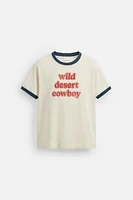 RIB CONTRAST TEXT T-SHIRT