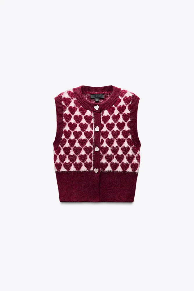 HEART JACQUARD KNIT VEST