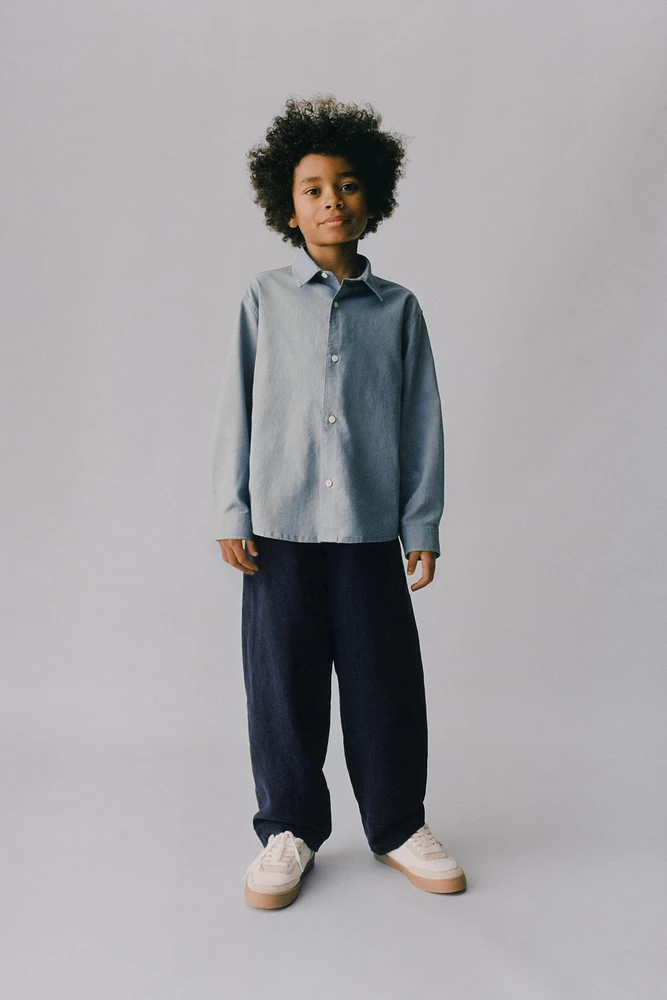 CHEMISE UNIE CONTENANT DU LIN
