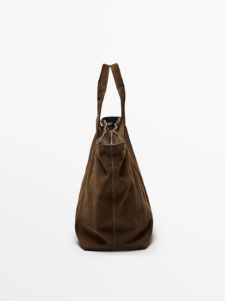 Sac cabas en croûte de cuir