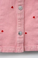 EMBROIDERED HEART SKATER TWILL DRESS