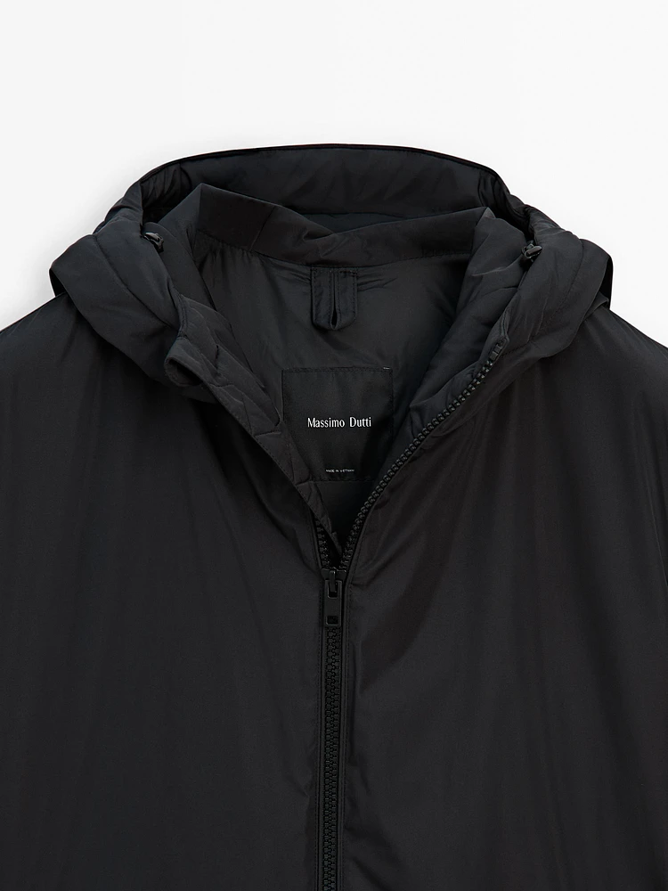 Long hooded down parka