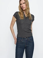 Jean bootcut taille basse en coton mélangé