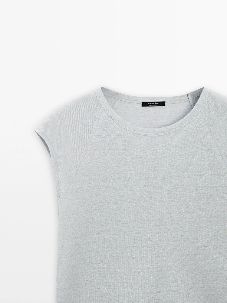 T-shirt léger bord-côte 100 % lin