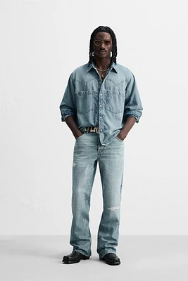 RIPPED FLARED FIT JEANS