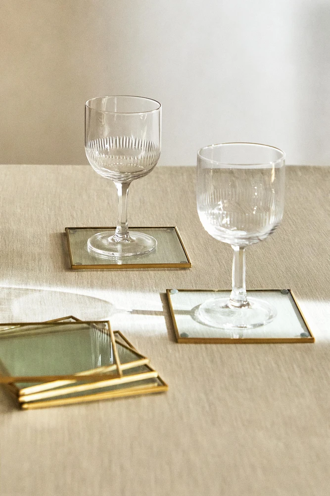 SET OF METAL AND GLASS COASTERS (SET OF 6)
