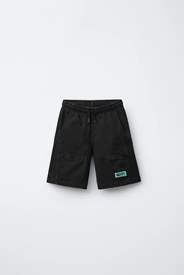 WASHED-EFFECT PLUSH SHORTS