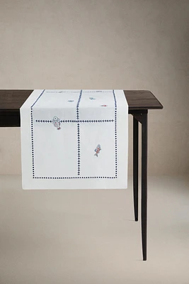 CHEMIN DE TABLE BRODERIE POISSONS