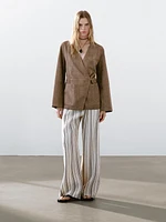 Crossover suede leather kimono