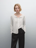Pantalon fluide satiné et texturé