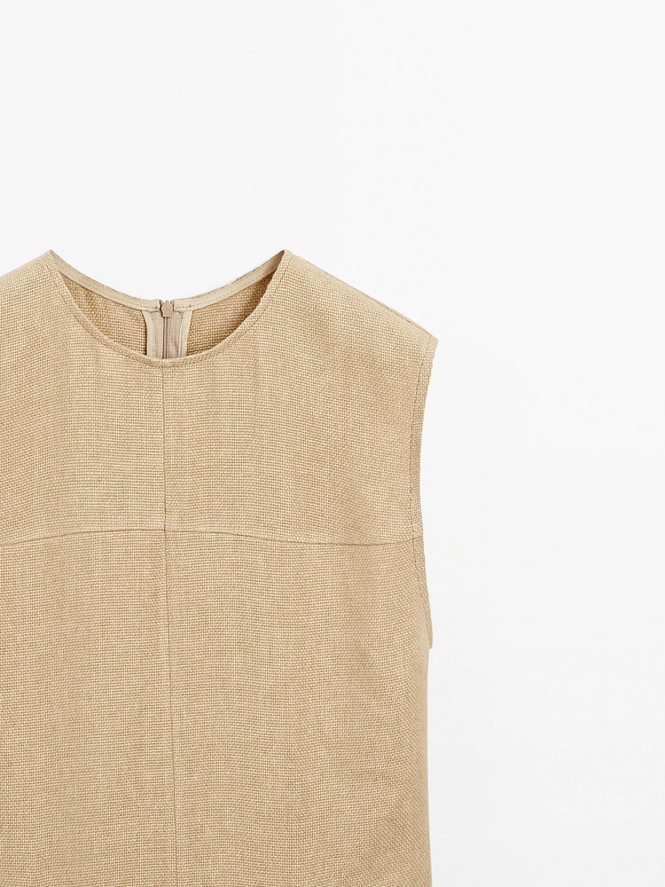 Robe longue bi-matière fendue sur les côtés