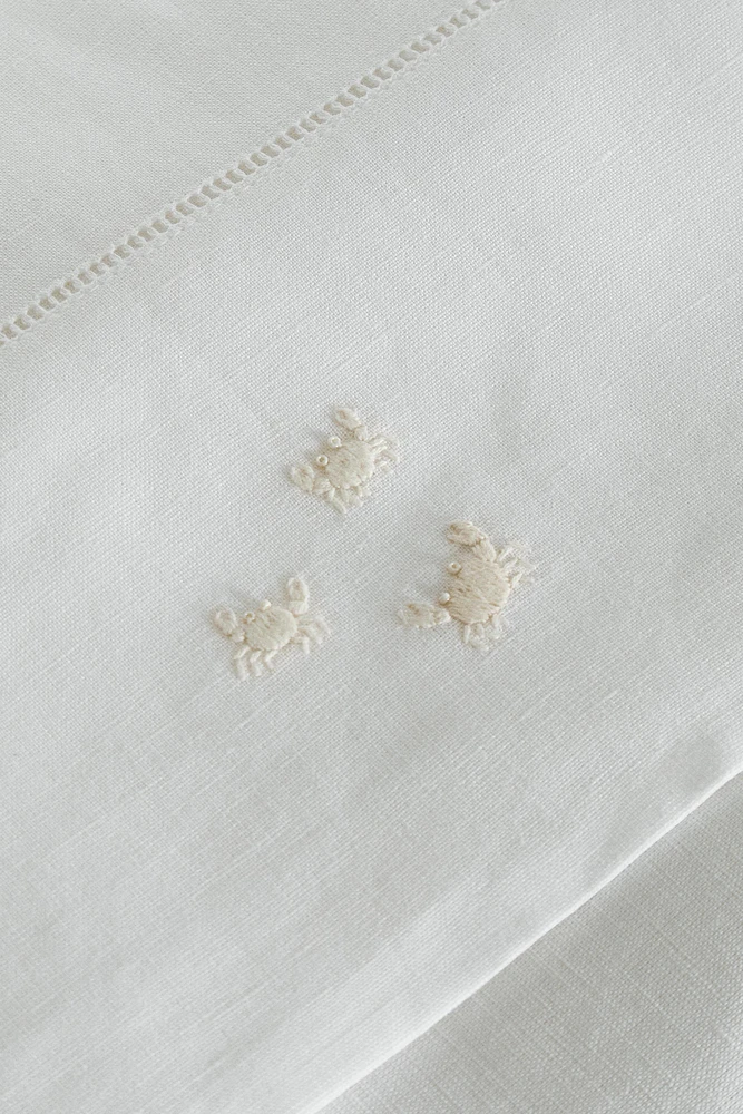 DRAP DE DESSUS BRODERIE CRABE