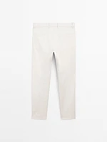 Slim-fit lightweight textured weave denim trousers