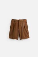 RELAXED FIT PLEATED BERMUDA SHORTS