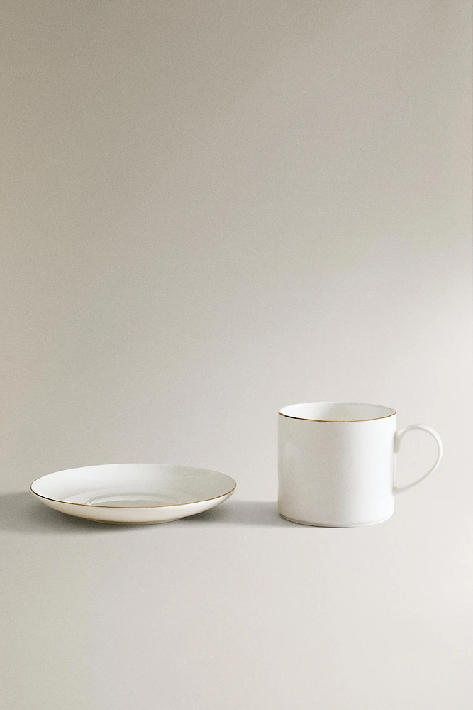 TASSE À CAFÉ AVEC SOUCOUPE PORCELAINE BONE CHINA BORD