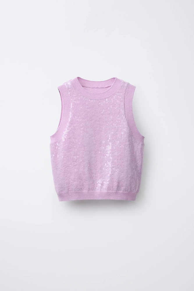 TOP EN MAILLE À PAILLETTES