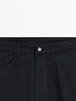 Faux jean slim en coton mélangé