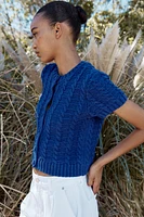 KNIT CARDIGAN WITH SHORT SLEEVES