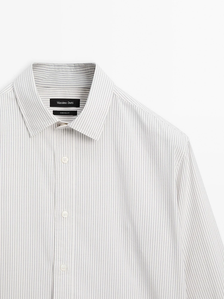 Chemise slim en popeline à rayures