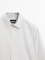 Chemise slim en popeline à rayures