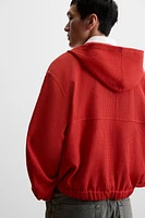 HOODED OPEN WEAVE JACKET