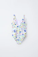 6-14 YEARS/ BEACH PRINT SWIMSUIT