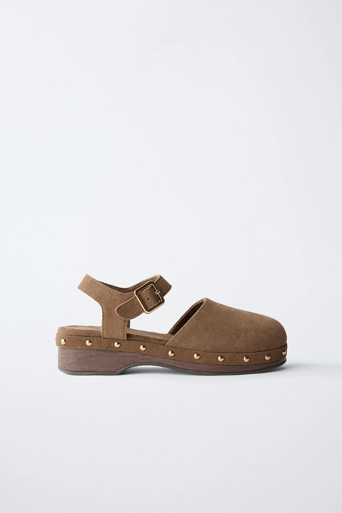 SPLIT LEATHER CLOGS