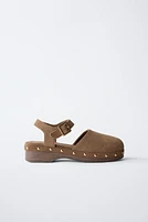 SPLIT LEATHER CLOGS