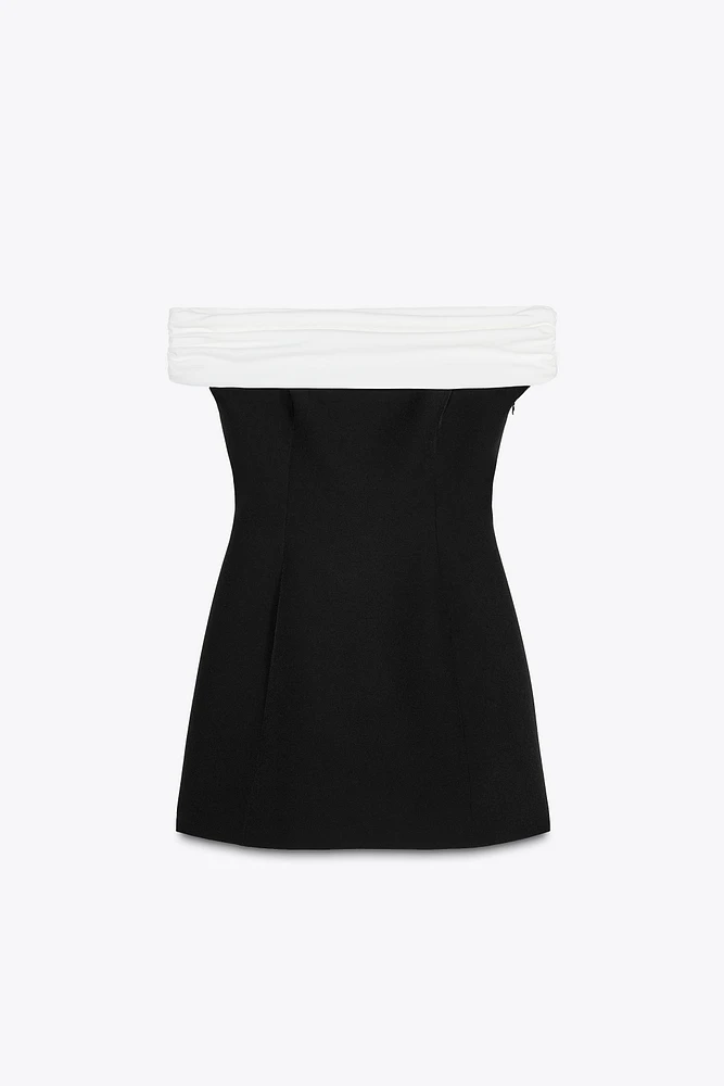 CONTRAST STRAPLESS DRESS