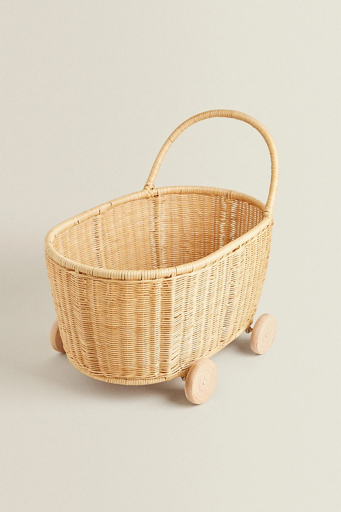 CHILDREN'S RATTAN CART BASKET