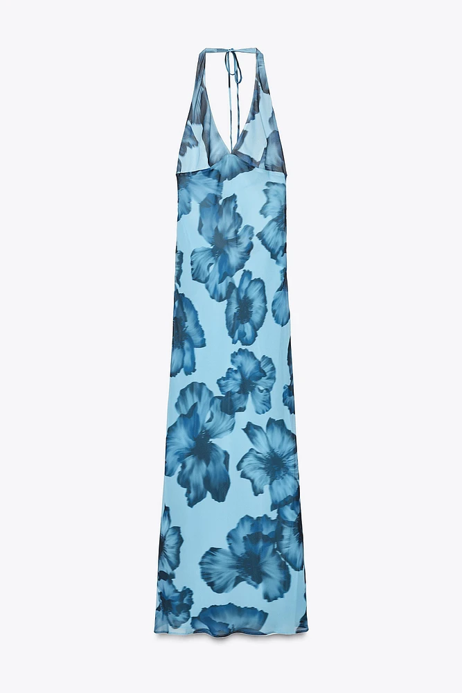 HALTER PRINTED LONG DRESS