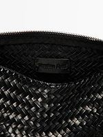 Nappa leather woven bucket bag