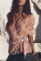 GOLD APPLIQUÉ WRAP SHIRT
