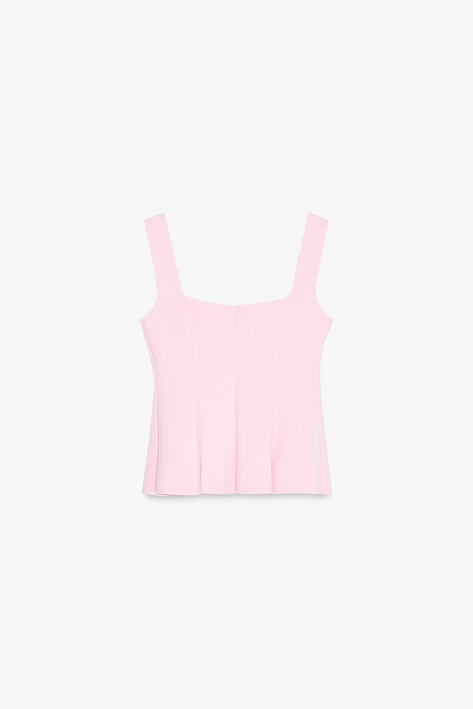 STRETCH PEPLUM VEST TOP