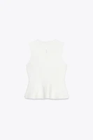 TIE-DETAIL PEPLUM KNIT TOP