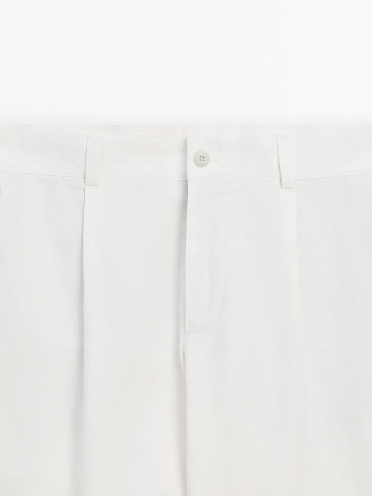 Pantalon relaxed fit en coton mélangé