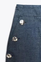 WIDE LEG LINEN PANTS WITH BUTTONS