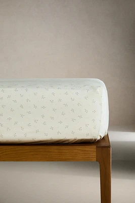 CHILDREN'S COTTON FITTED SHEET WITH MINI FLOWERS