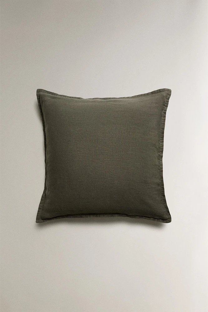HOUSSE DE COUSSIN ÉDREDON LIN EFFET DÉLAVÉ