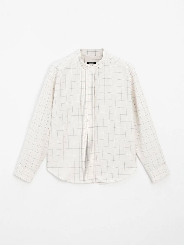 Check shirt with pintucks