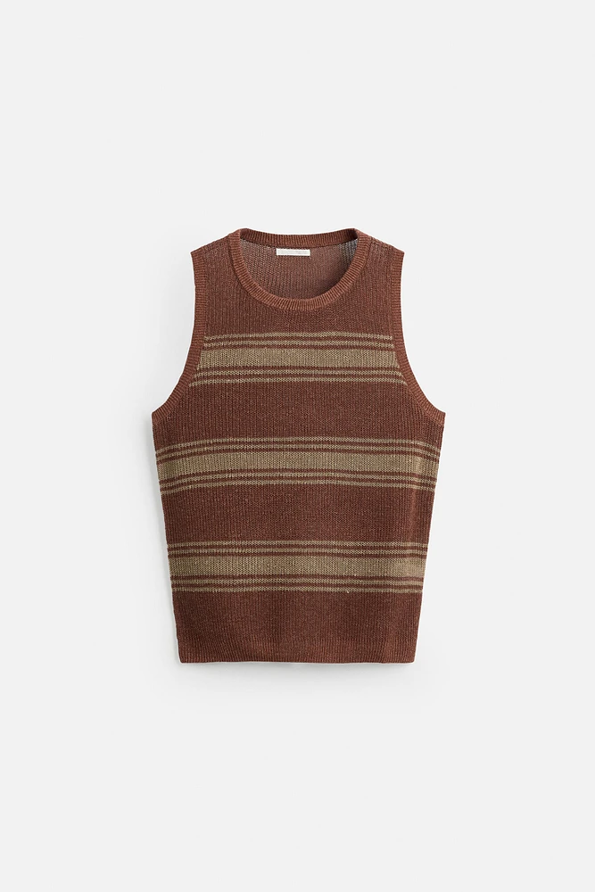 LINEN VISCOSE KNIT TANK TOP