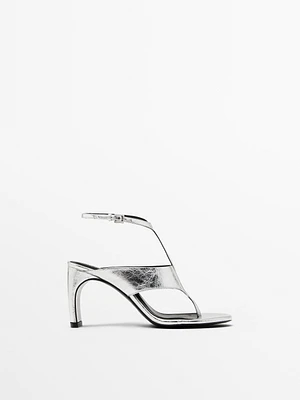 Metallic heeled sandals